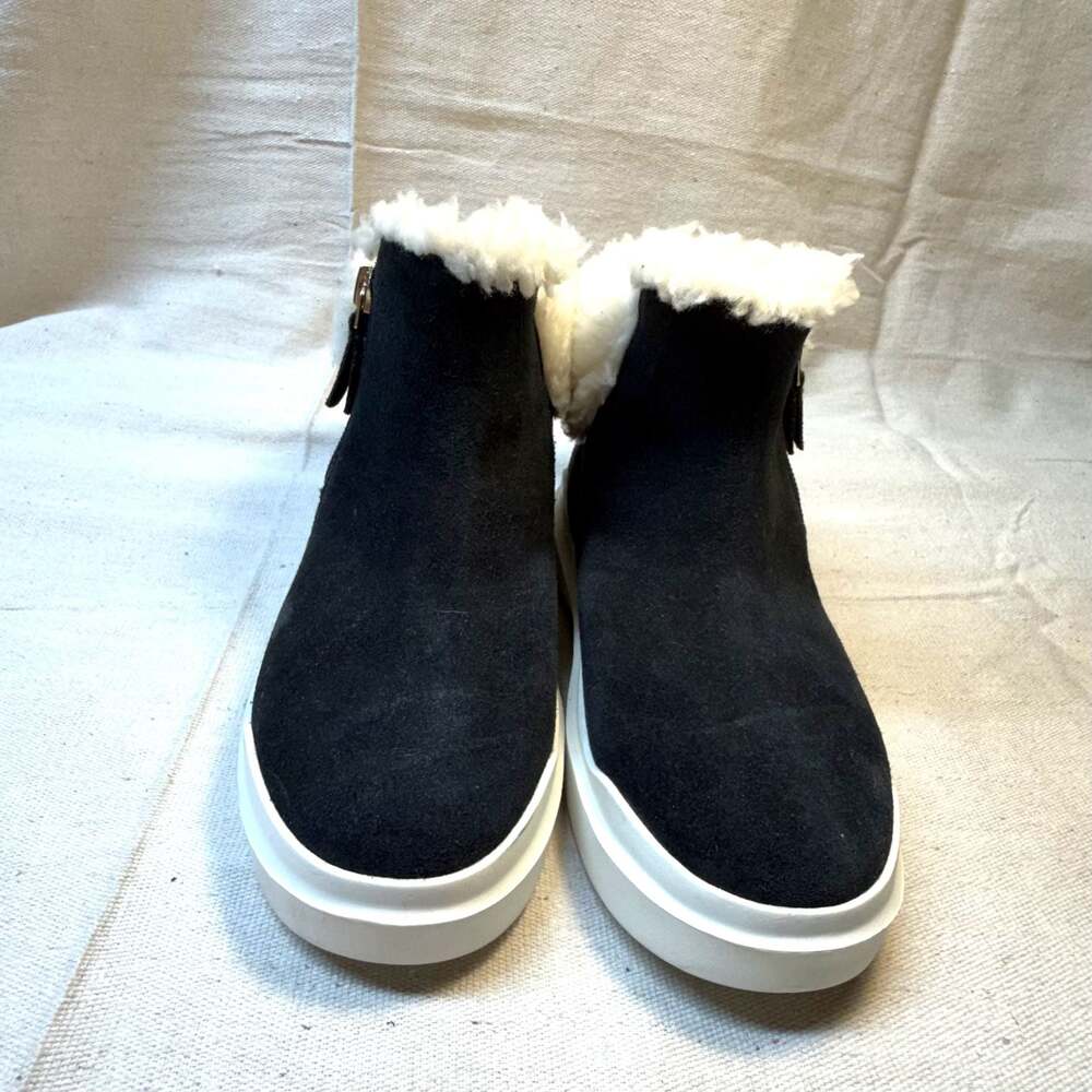 Cole Haan GrandPro Rally Faux Fur Trim Sneaker Bootie Black Suede
